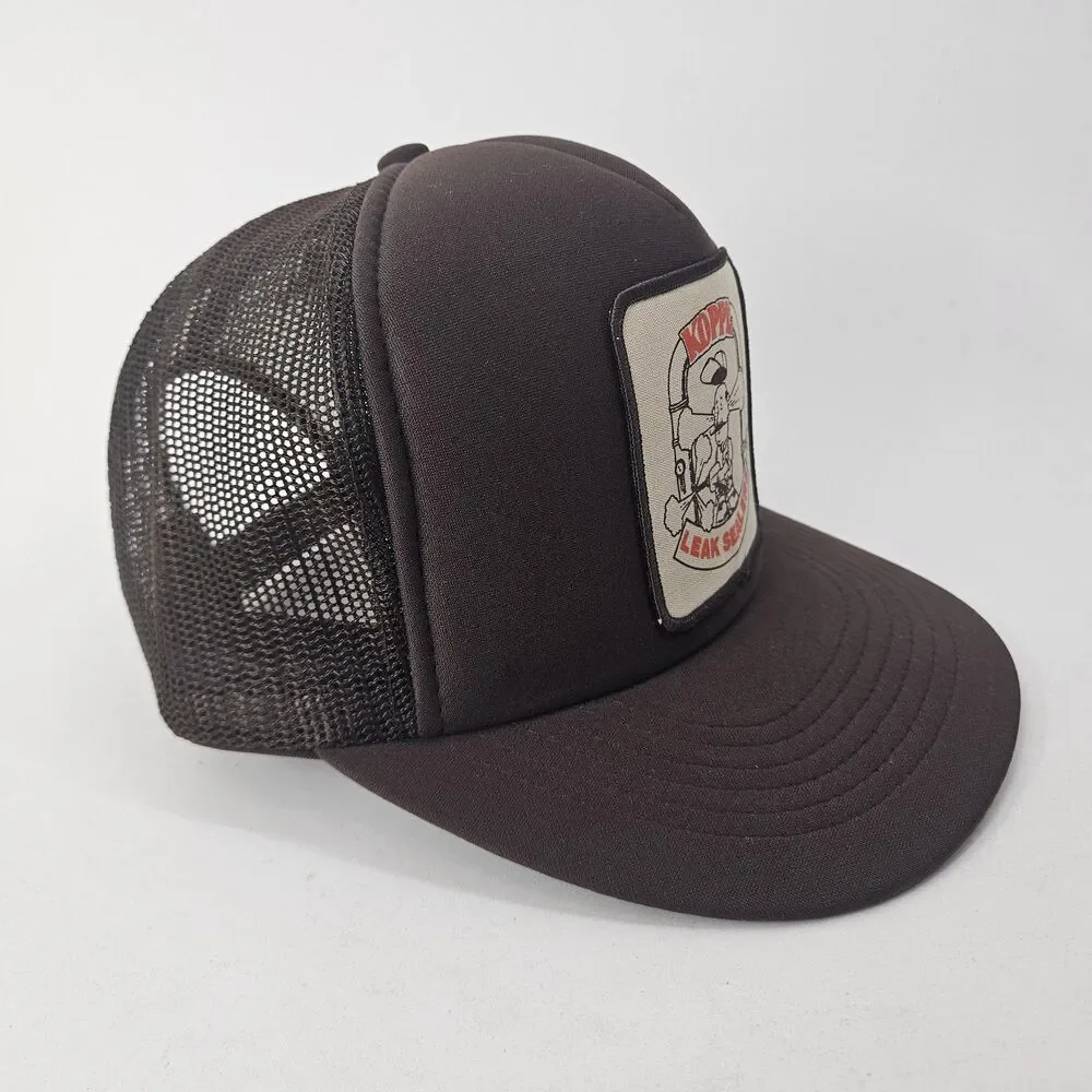 Vintage Nomark Koppl Leak Sealers Trucker Hat One Size Fits All Brown Mesh Cap